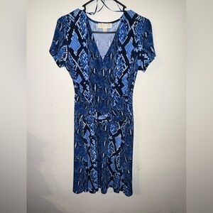 MICHAEL Michael Kors Blue Wrap Tie Front Maxi Dress